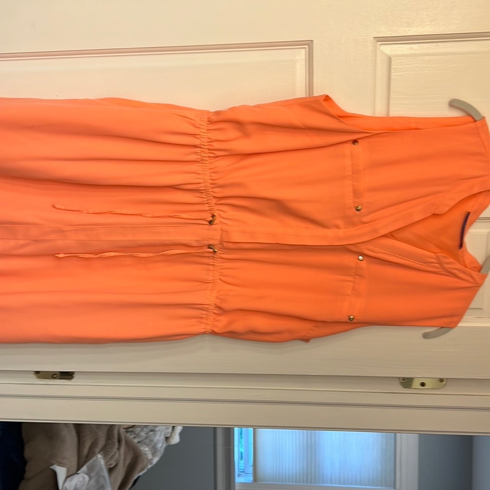 Coral casual dress size XL. Sleeveless, cinched waist. Pockets